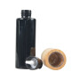 High quality eco-friendly material glass bottle with rubber wooden, dark violet glass bottle