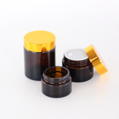 Factory price 5g/20g/30g/50g/100g amber glass jar amber glass cream jar with aluminum cap
