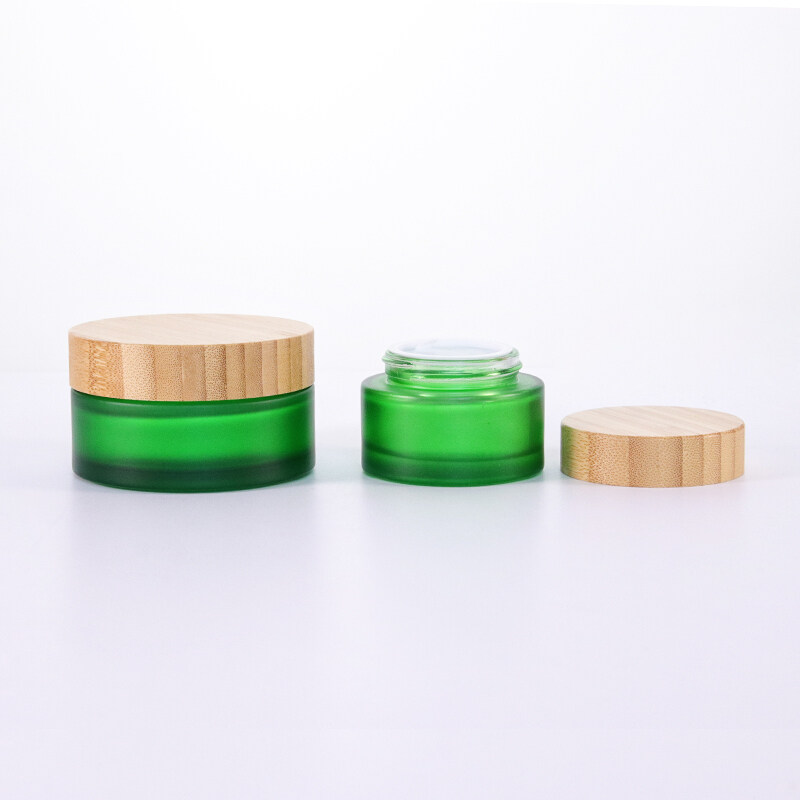 Factory Direct Sale 5Ml 10Ml 15Ml 20Ml 30Ml 50Ml Cream Skin Care Products Frosted Glass Jar With Bamboo Lid