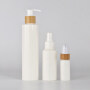 30ml 150ml 200ml white plastic material skin care  bottle plastic empty package with bamboo lid wholesale