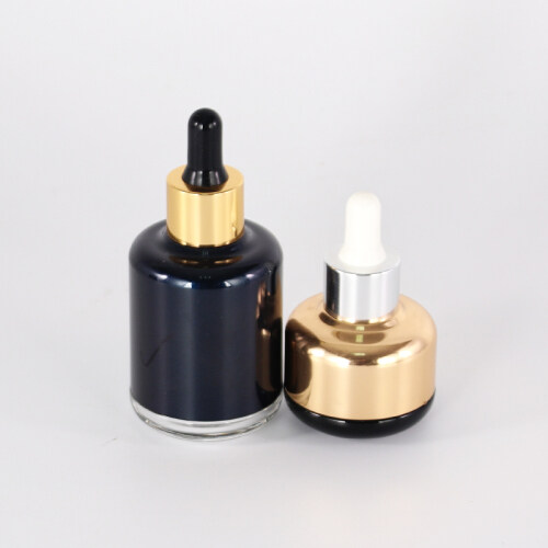 High End Eliquid Essential Oil Gold Sliver Metallic round dropper glass bottle 30ml 40ml dropper bottle