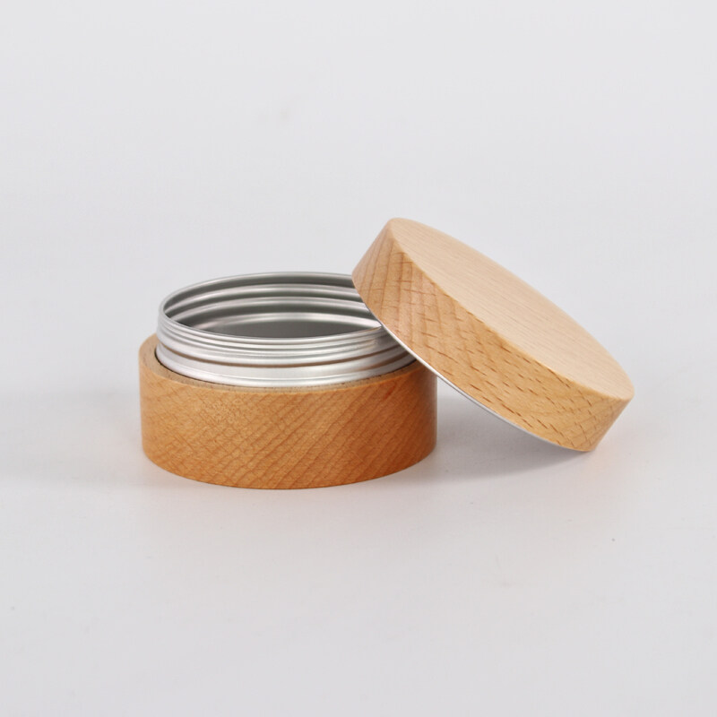 Wholesale  small capacity  bamboo jar with aluminum Inner cover for cosmetic Cream Jar