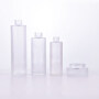 Cosmetic packaging 30ml 50ml 60ml 100ml 120ml 1oz 2oz 4oz flat shoulder clear frosted glass lotion bottle with bamboo pump cap