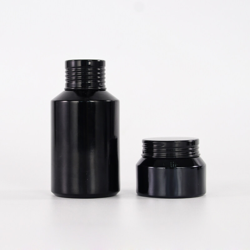 Wholesale custom 3oz 100ml opaque black glass spray bottle with mist pump bottle, opaque black glass jar