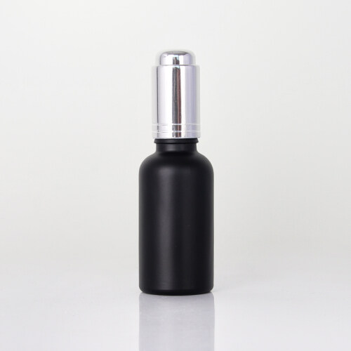 High quality 5ml 10ml 15ml 30ml 50ml 100ml Empty Liquid Serum Bottles Matte Black Essential Oil Glass Press Dropper Bottle