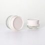 Colorless round bottom thick bottom glass jar pink round lid cream cream empty jar
