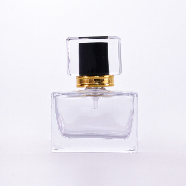 Warehouse in stock 25ml 50ml 100ml thick bottom luxury rectangular transparent spray perfume bottle design logo, custom color