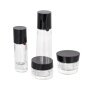 high quality specific glass bottle cream jar set with black plastic cover