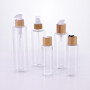Real bamboo wooden pump lid for transparent pet plastic spray pump cosmetic bottle with nozzle Bamboo wooden lid
