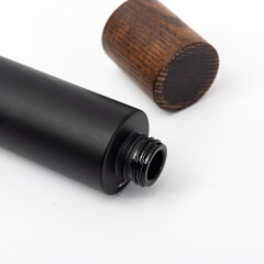 Eco-friendly ash tree wooden cap or dropper collar for cosmetic packaging black glass bottle jars