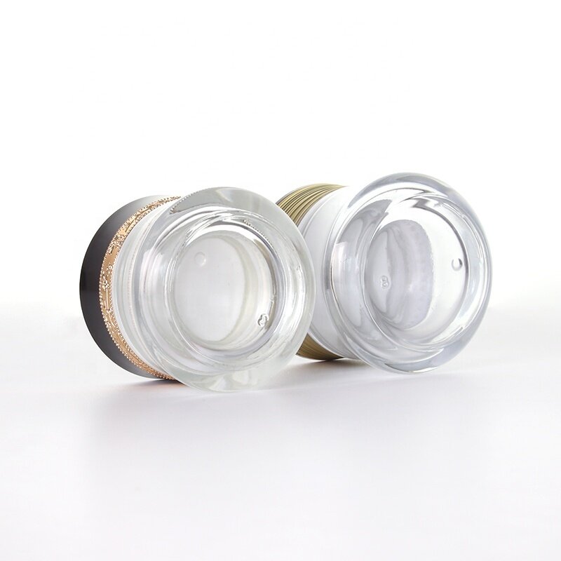 50ml black lid glass cream jar high quality skin care cream jar with custom design wholesale cosmetic package