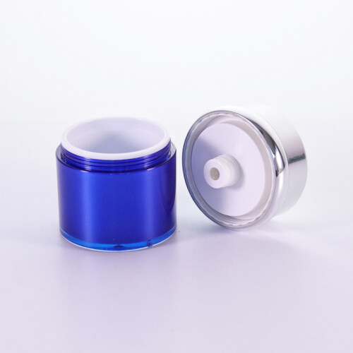 Luxury Blue Airless Travel Lotion Jar With Lid for Thick Moisturizer Skincare Cream