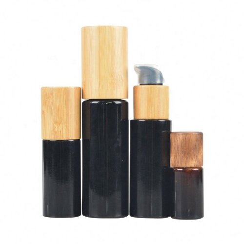 Matte Matt Black Jars and Bottles with Glass Dropper High Quality 10ml 100ml Skin Care Cream PET Cosmetic Packing Round AQL2.5