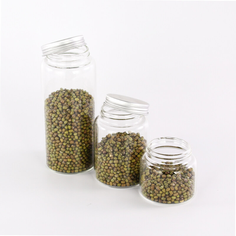 High Borosilicate Glass Storage Round Square Container Jars with Bamboo Wooden Cork Lids