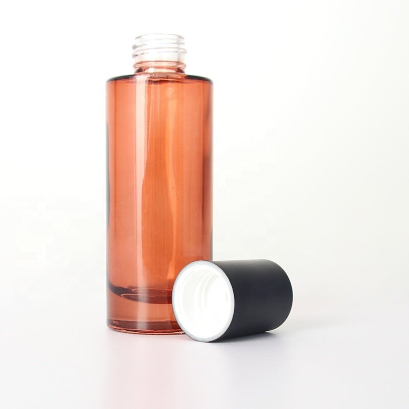 Amber Colored 50mL Transparent Cylinder Skincare Press Pump Dropper Bottle