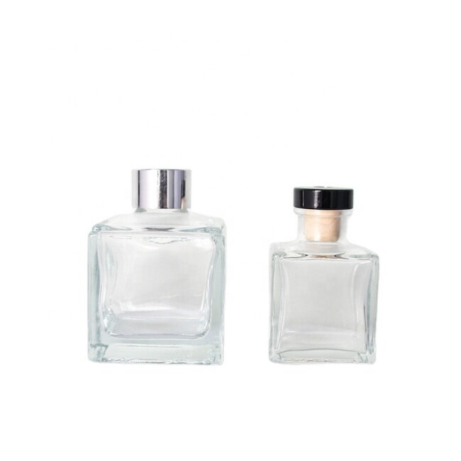 Square Glass Reed Diffuser Perfume Bottles with Stoppers