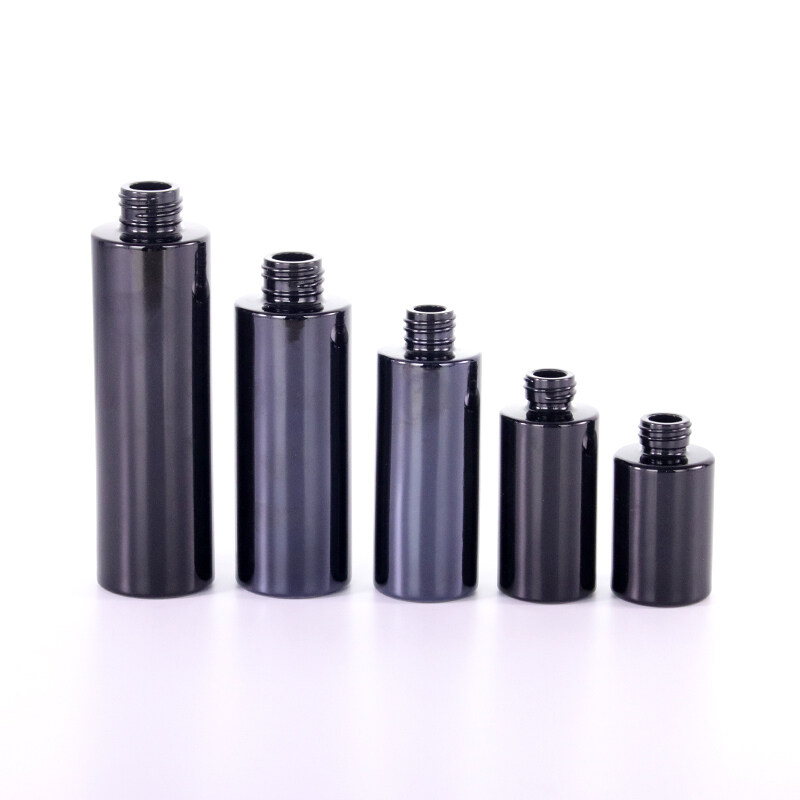 Manufacturer cosmetic glass bottle with pump black cosmetic lotion pump bottle