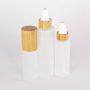 Bamboo cosmetic glass container spray lotion pump serum bottle 30ml 60ml 80ml 100ml 120ml with wooden bamboo lid