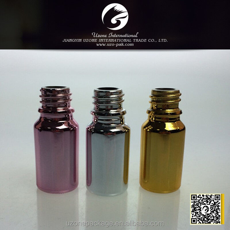 High end electroplate UV protection glass essential oil bottle of essential oil wholesale, gold cosmetic packaging with dropper