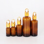 Wholesale 5ml 10ml 15ml 30ml 50ml 100ml 200ml Brown Essential Oil Empty Amber Glass Dropper Bottle