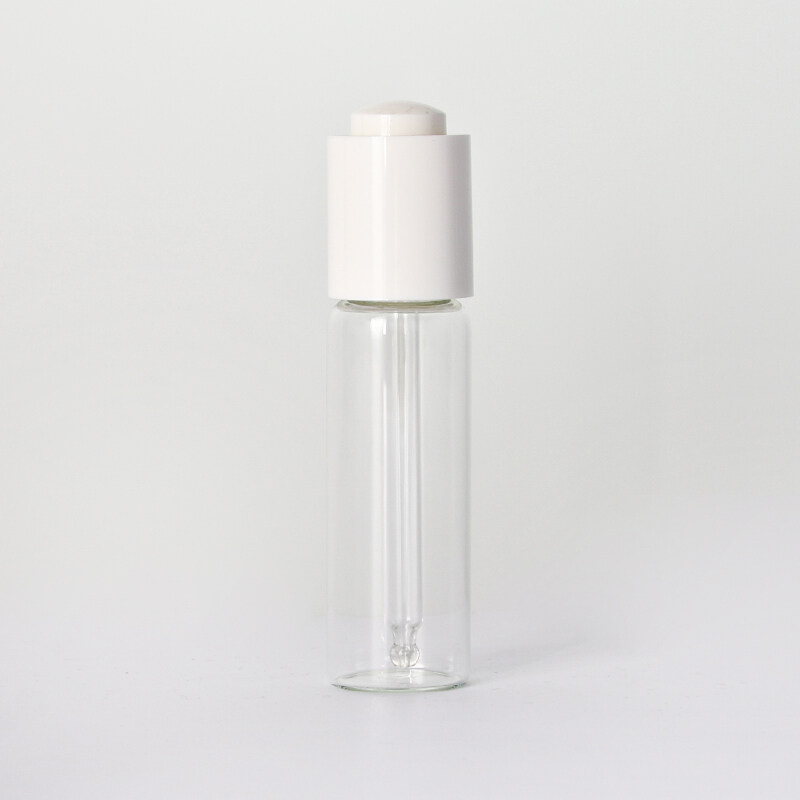 Advanced white button press dropper cover transparent glass bottle essential oil essence dispensed empty bottle