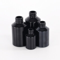 Wholesale frosted black cosmetic glass bottle and jar pump bottle for lotion serum cream full set