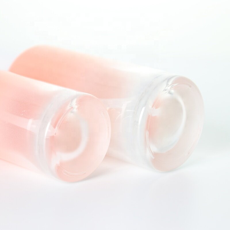 Pink glass bottles and jars for skin care package skin care set with custom design