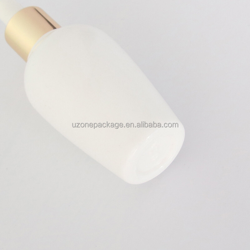 40ml dropper bottle for serum opal white glass bottle with golden dropper