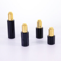 wholesale 20ml 30ml 40ml 60ml in stock opaque black flat shoulder glass bottle with golden dropper made by auto machine