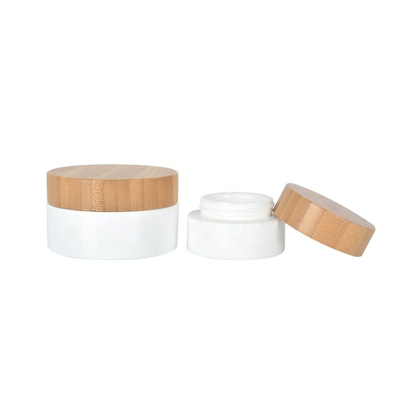 hot sale glass jar wooden lid cosmetic jars packaging natural