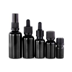 Luxury 1oz 30ml 50ml black essential oil serum bottle glass dropper bottles