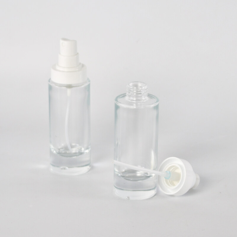 Thick Bottom Transparent Skin Care Set Empty Glass Cosmetic essential oil Bottle and glass jar