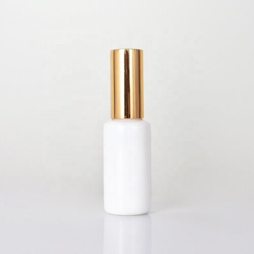 30ml white glass serum bottle with gold pump opal round shoulder skin care bottle in 1oz