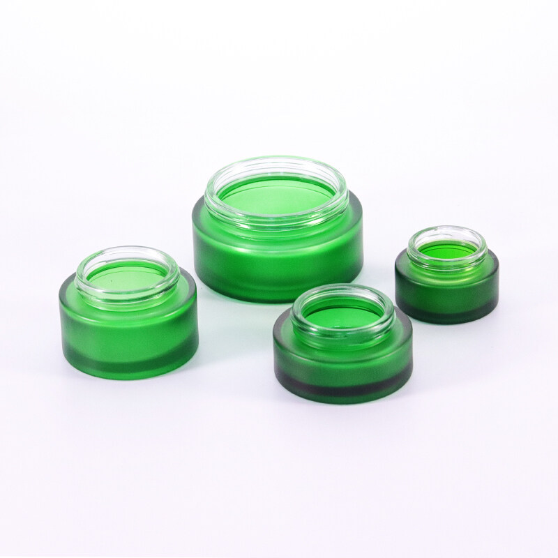Cosmetic 5ml 15ml 30ml 50ml 100ml clear frosted glass jar with bamboo wood lid for body cream glass jar