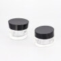 empty cosmetic face lotion glass bottle cream jar package set with black lotion pump
