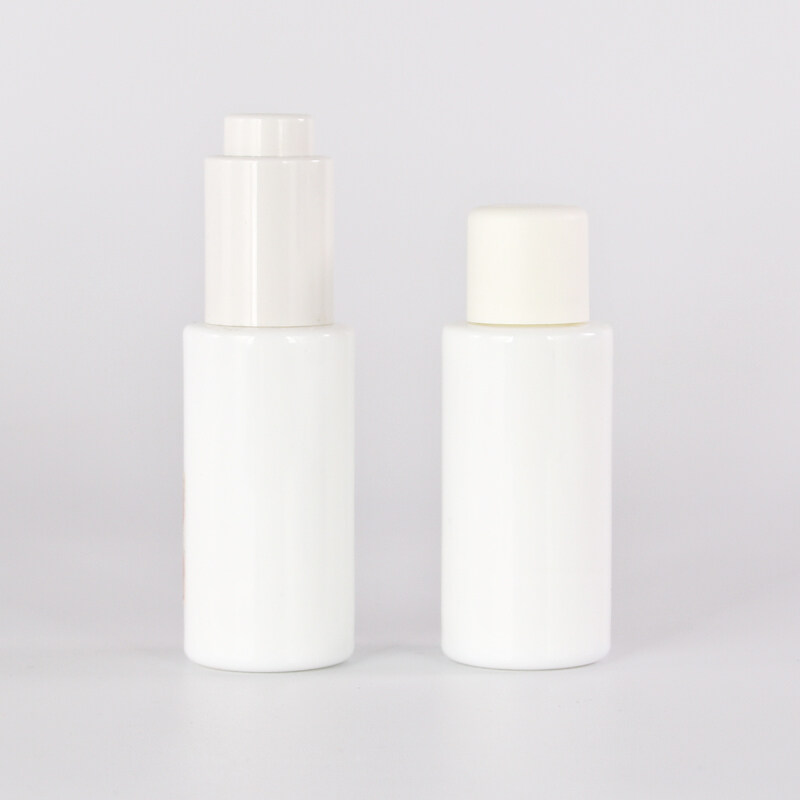 small opal white glass 10ml 30ml liquid foundation cream makeup body lotion bottle