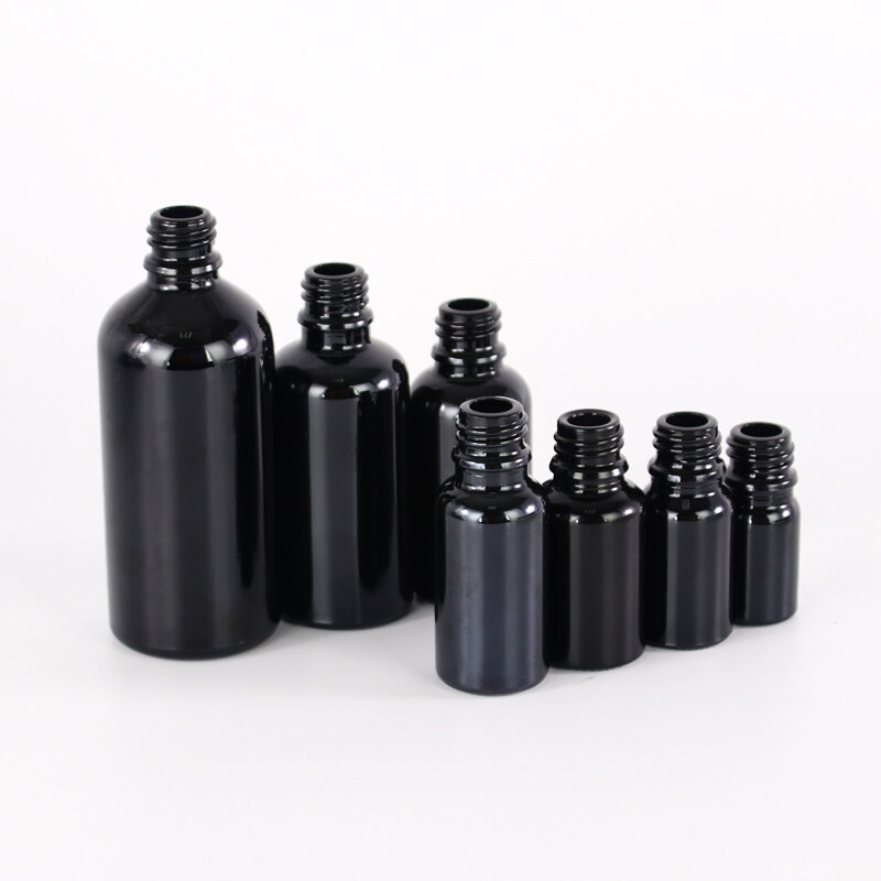 Top suppliers 30ml 50ml 100ml matte black glass spray bottle,ready to ship cosmetic packing empty black glass bottle