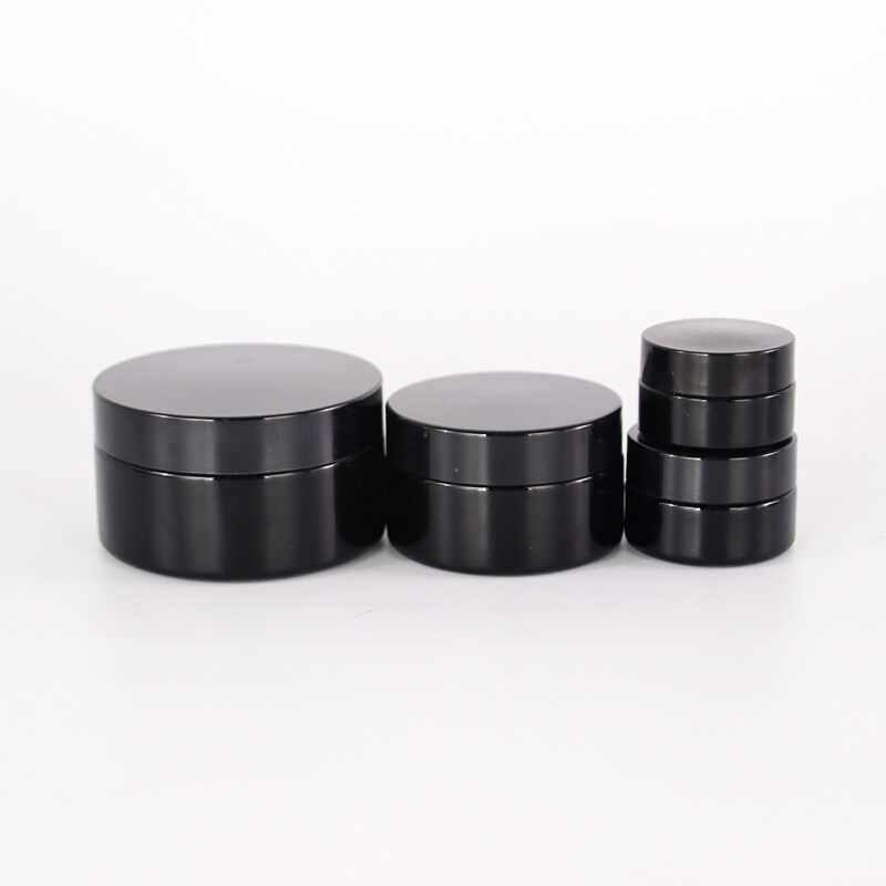 A variety of sizes 5g 15g 30g 50g 100g hot seller dark black glass cosmetic cream jar cosmetic packaging