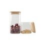 650ml 1050ml 1350ml Home goods sealed air tight square storage glass jar with wooden lid