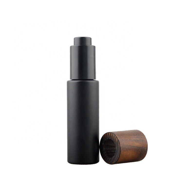 Wholesale  luxury black frosted glass lotion bottle with dropper