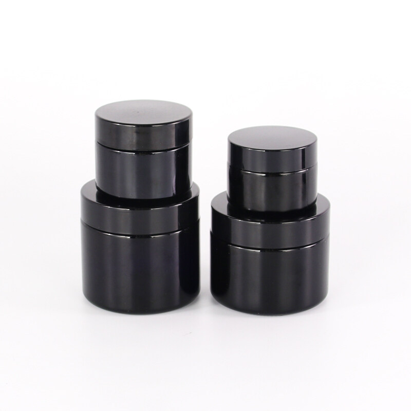100g hot model black color cosmetic cream jar with black caps glass