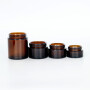 20g 30g 50g 100g empty amber glass cosmetic jar with metal lid