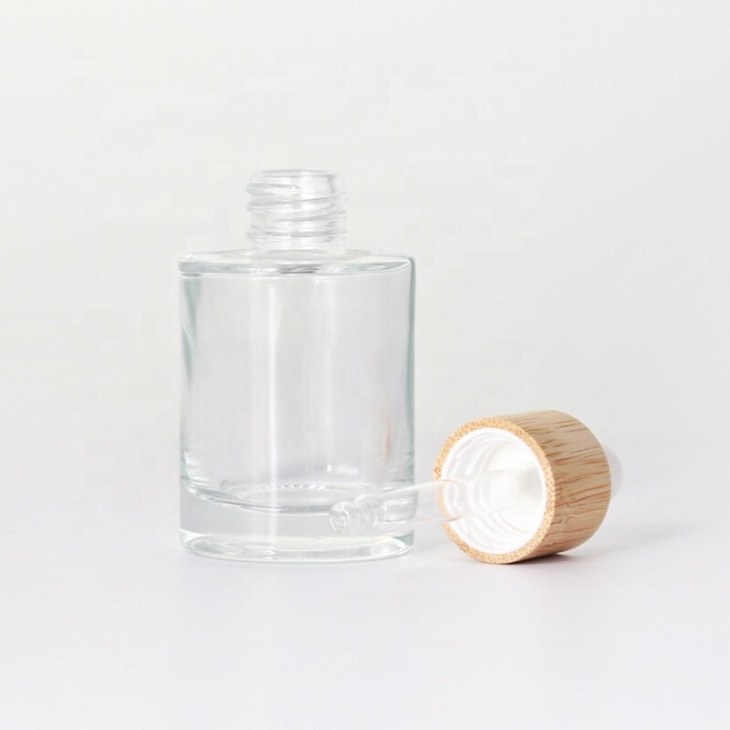 30ml bamboo dropper clear glass essential oil bottle customized design for serum and essential oil bottle