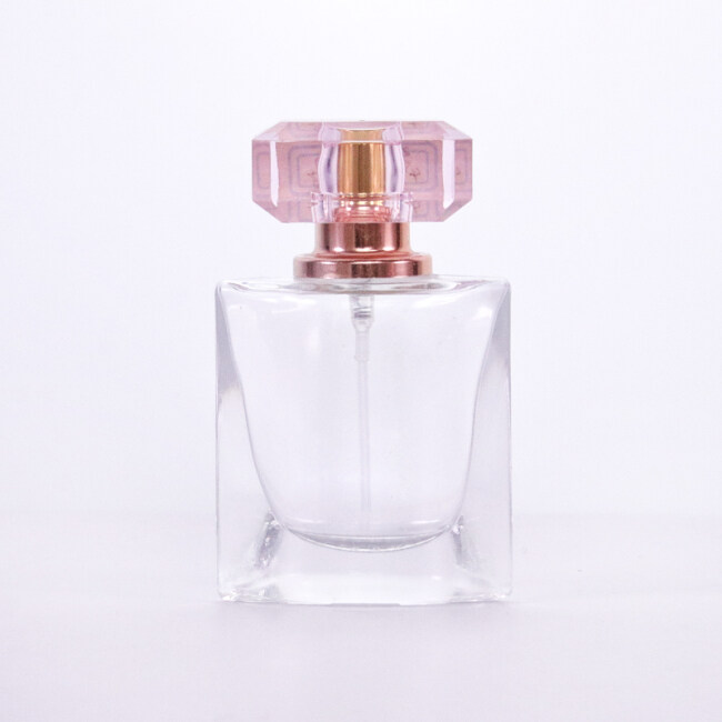 Wholesale customization 30ml Empty Perfume Bottle Luxury Acrylic Perfume Cap pink Spray bottle glass bottle