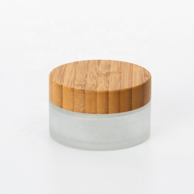 hot sale  bamboo glass cosmetic packaging with bamboo lid