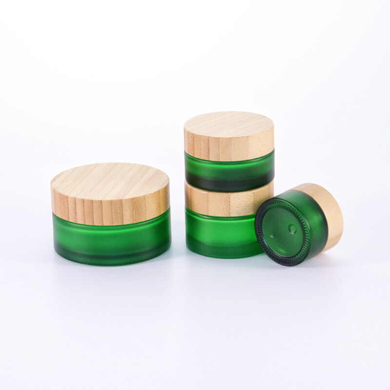 Factory Direct Sale 5Ml 10Ml 15Ml 20Ml 30Ml 50Ml Cream Skin Care Products Frosted Glass Jar With Bamboo Lid