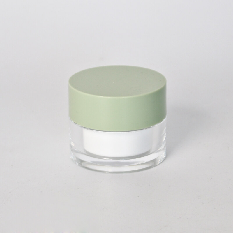 Wholesale 50g  plastic jars round shape plastic jars empty plastic cosmetic packages with green cap
