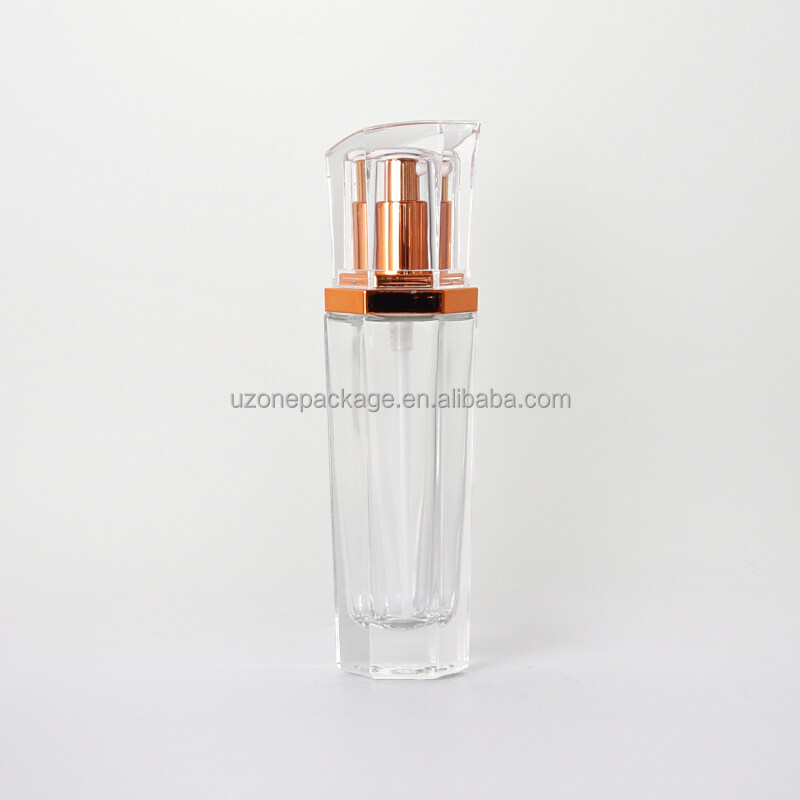 40ml famous design clear glass bottles for serum storage  hexagon shape glass bottle for lotion