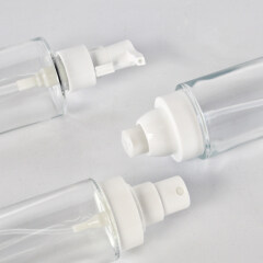 New Glass bottles with pump cap for cosmetic skincare transparent glass bottles  empty cosmetic packages with thick bottom