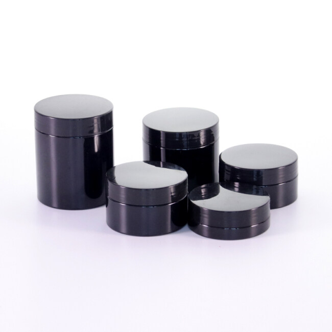 Wholesale PET Black  Round Shape Plastic Container Jar with Black Lid for Lotion Creams Toners lip Balms Makeup Samples